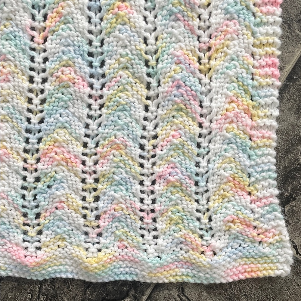 HANDMADE Colourful Rainbow Knit Blanket | Cozy Unisex Cottagecore Coastal Baby